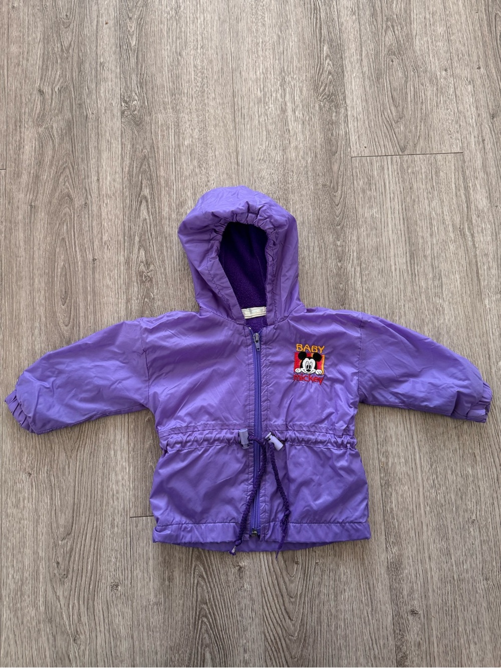 Vintage Disney Babies Windbreaker Hooded Lined Jacket Mickey Baby Size 24M